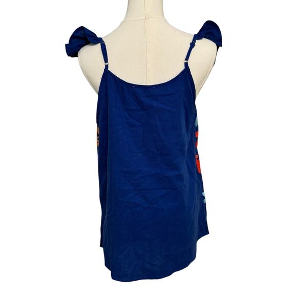 Andree by Unit Large Blue Floral Heavy Embroidery Boho Tank Spring Summer - Picture 7 of 7